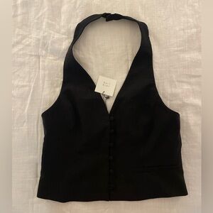 Zara Black Halter Button up Top